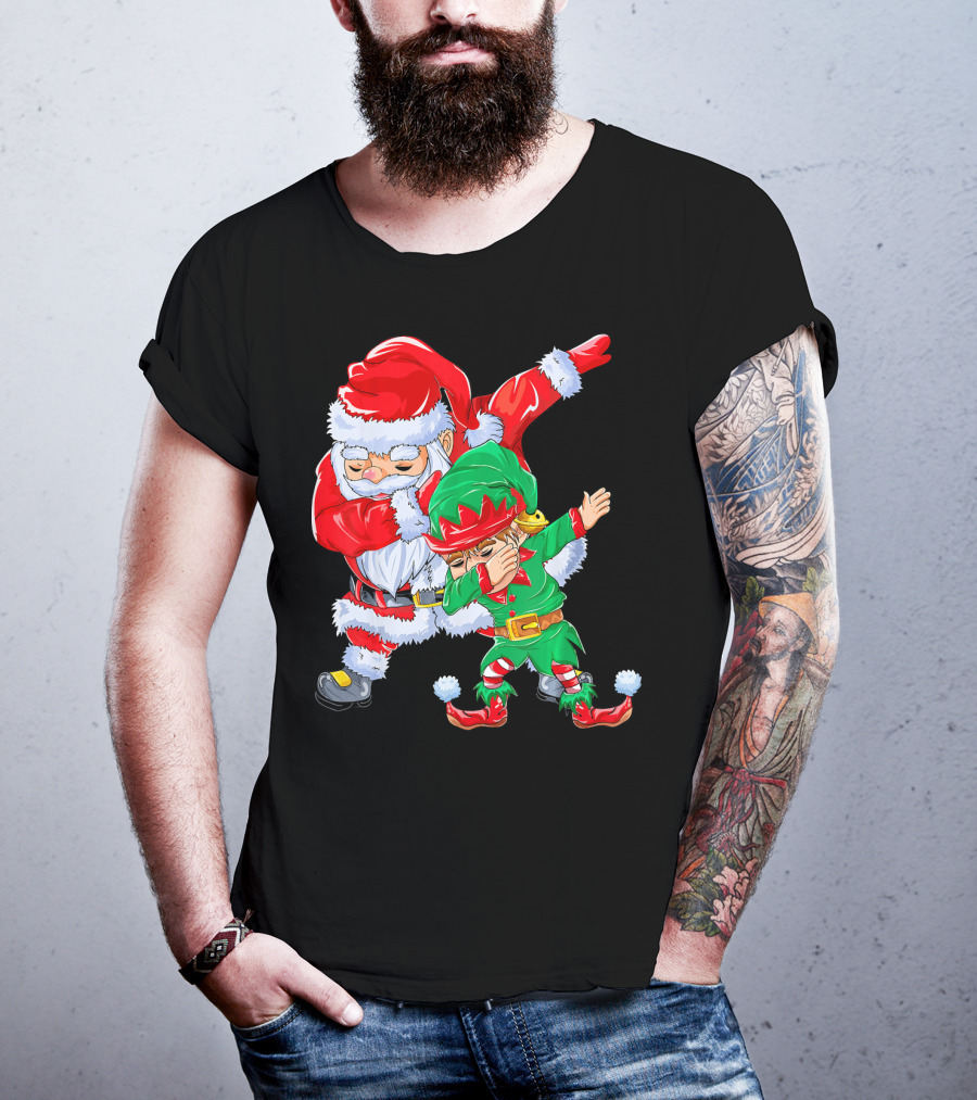 Santa And Elf Performing Dab Dance Moves T-Shirt