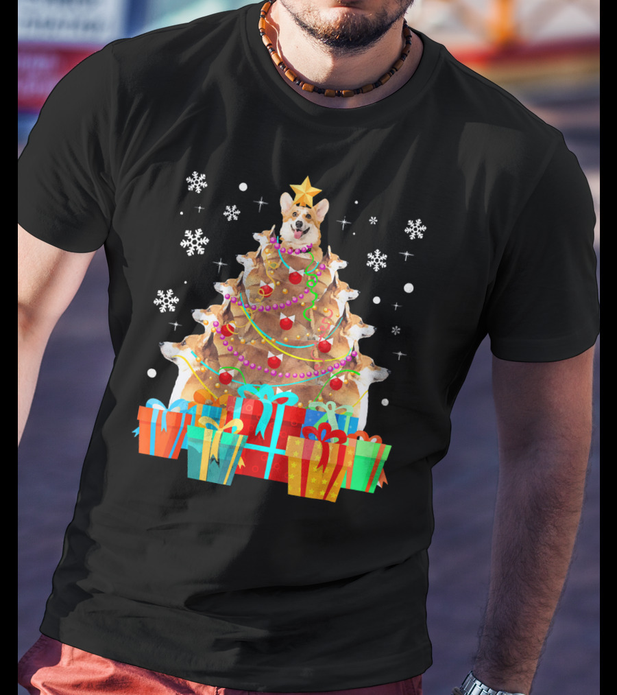 Corgi Christmas Tree With Decorations And Presents T-Shirt