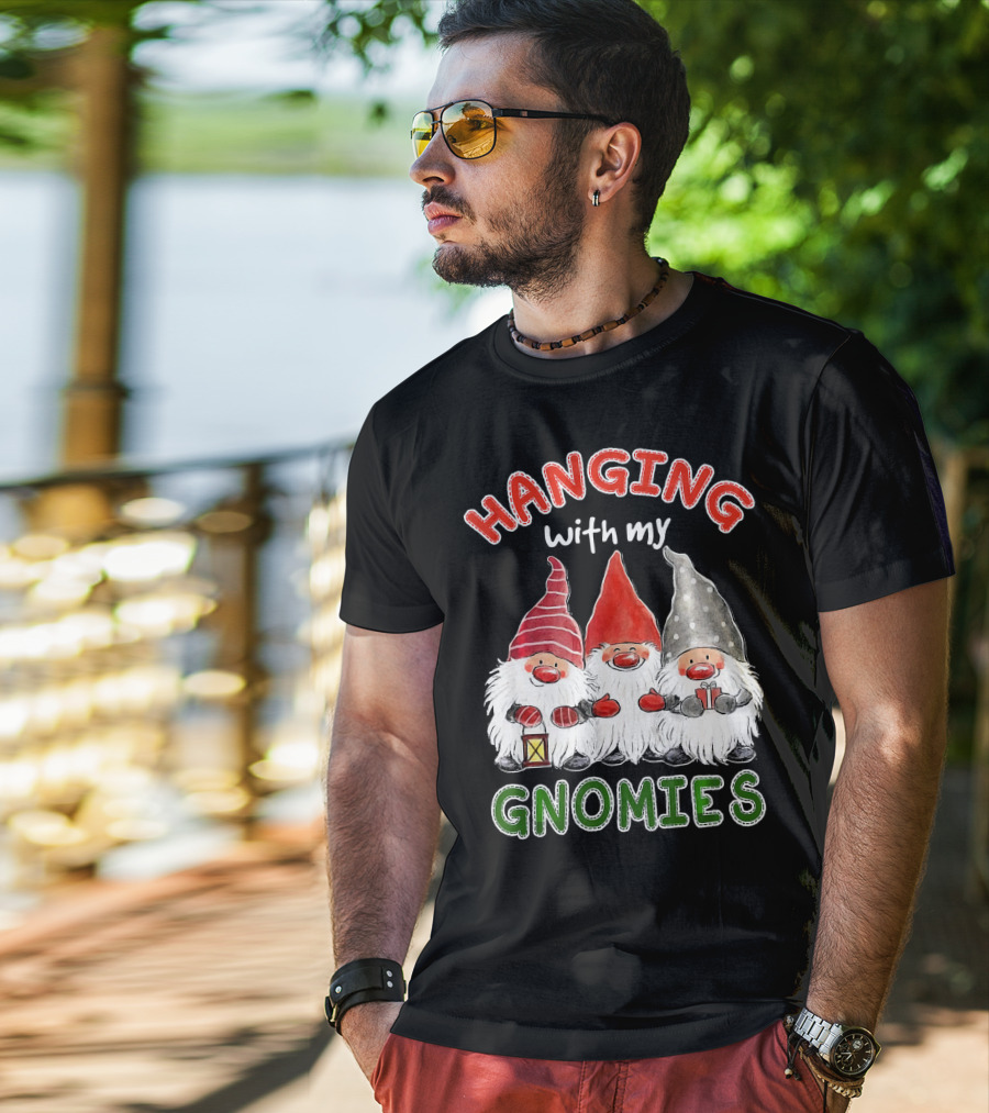 Hanging With My Gnomies Santa Gardening Gnome Christmas Hang T-Shirt