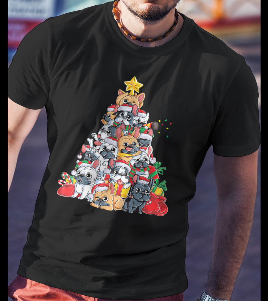 French Bulldog Xmas Tree Holiday T-Shirt