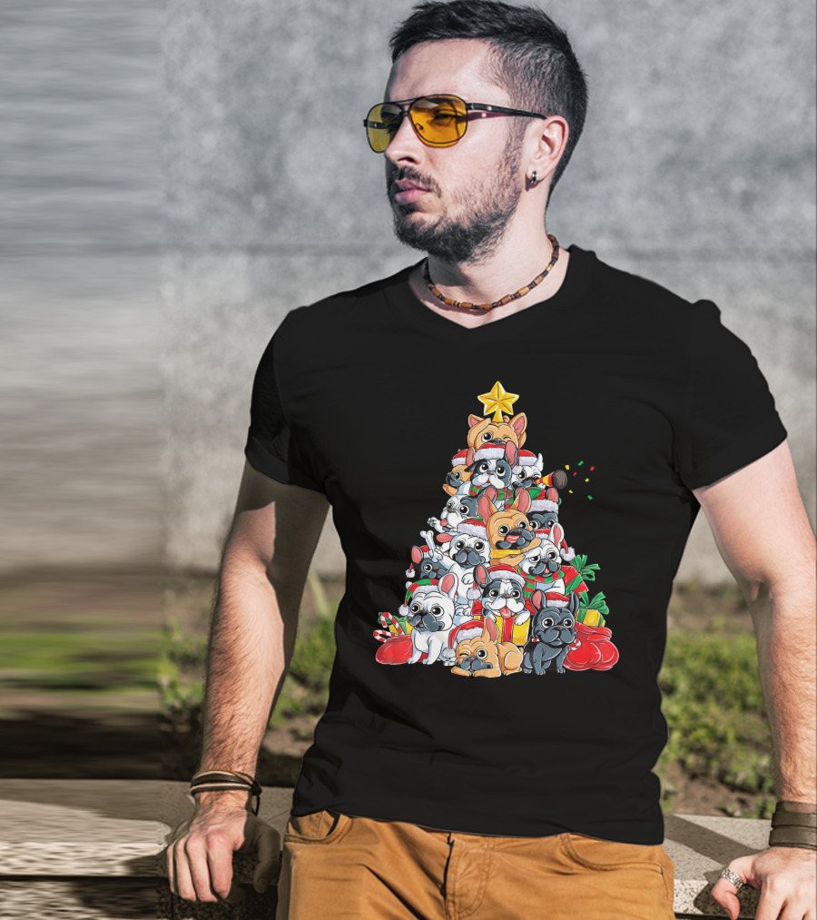 French Bulldog Xmas Tree Holiday T-Shirt