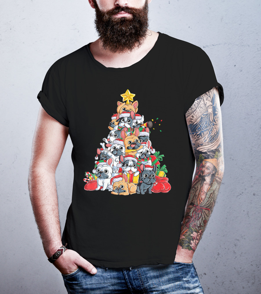 French Bulldog Xmas Tree Holiday T-Shirt