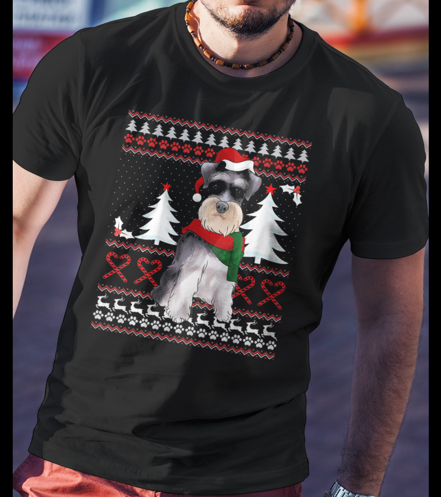 Miniature Schnauzer Christmas Holiday T-Shirt