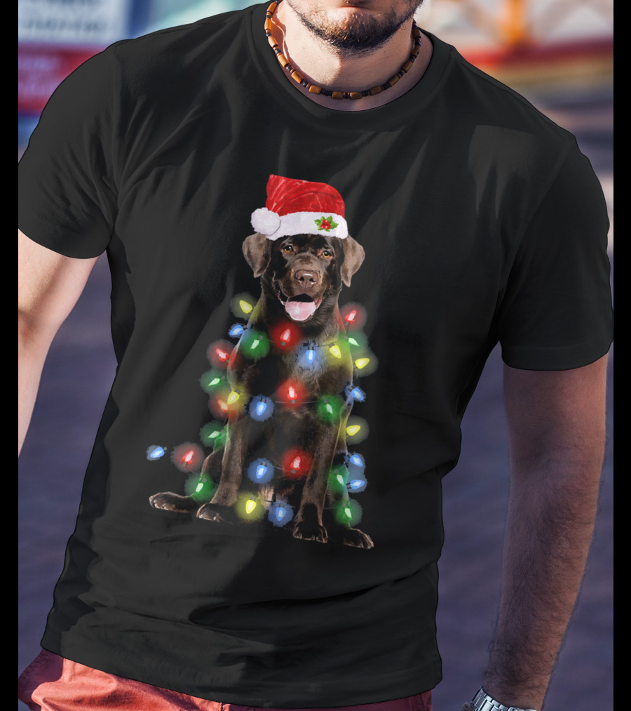 Christmas Lights Labrador Retriever With Santa Hat T-Shirt