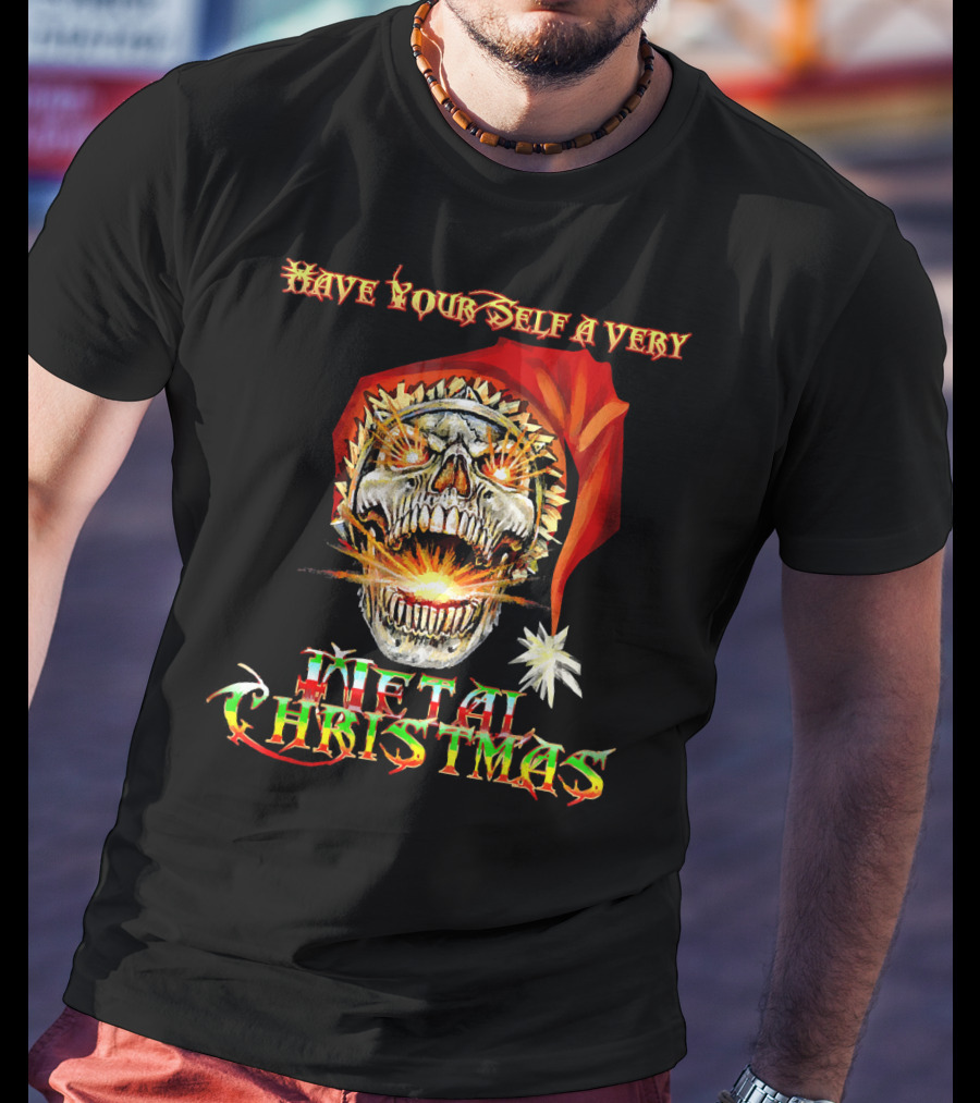 Have Yourself A Very Metal Christmas Skull Santa T-Shirt