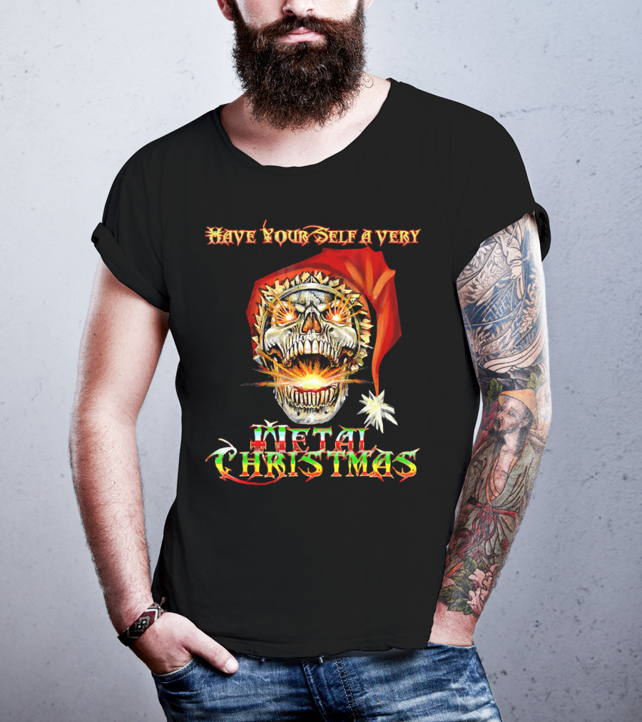 Have Yourself A Very Metal Christmas Skull Santa T-Shirt