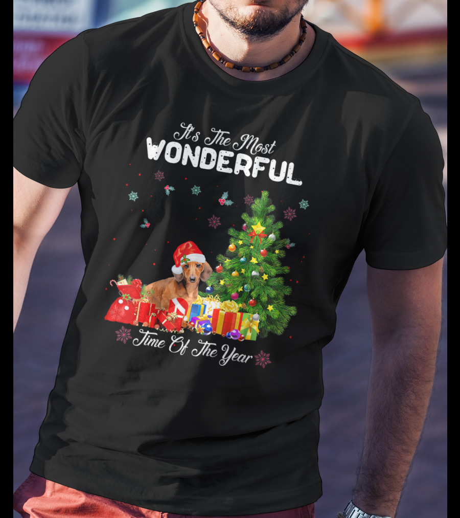 It's The Most Wonderful Time Of Year Dachshund Christmas Tree Presents T-Shirt