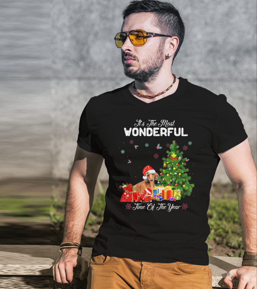 It's The Most Wonderful Time Of Year Dachshund Christmas Tree Presents T-Shirt