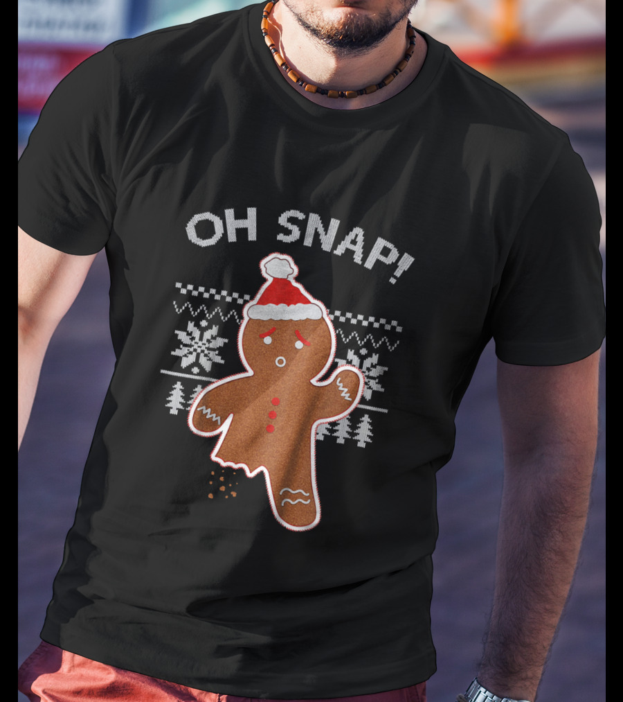 OH SNAP Gingerbread Christmas Sweater Santa Hat T-Shirt