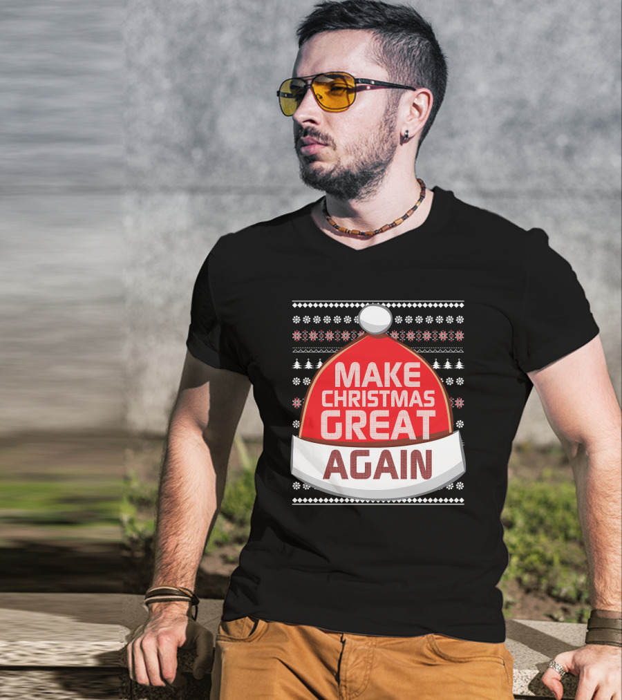 Make Christmas Great Again Santa Hat Snowflake T-Shirt