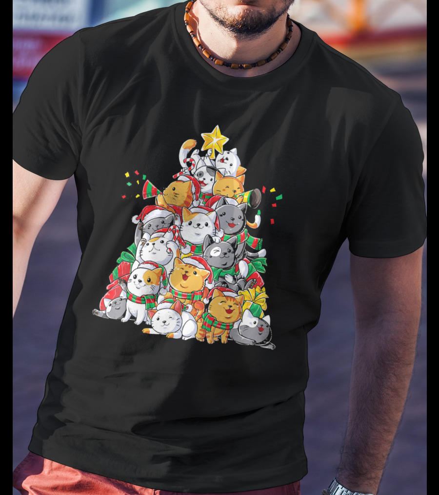 Cat Christmas Tree Meowy Catmas T-Shirt