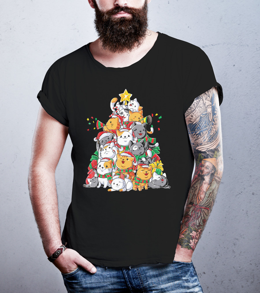Cat Christmas Tree Meowy Catmas T-Shirt