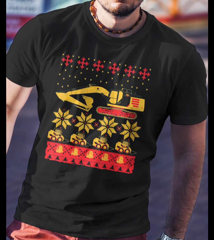 Construction Excavator Christmas T-Shirt