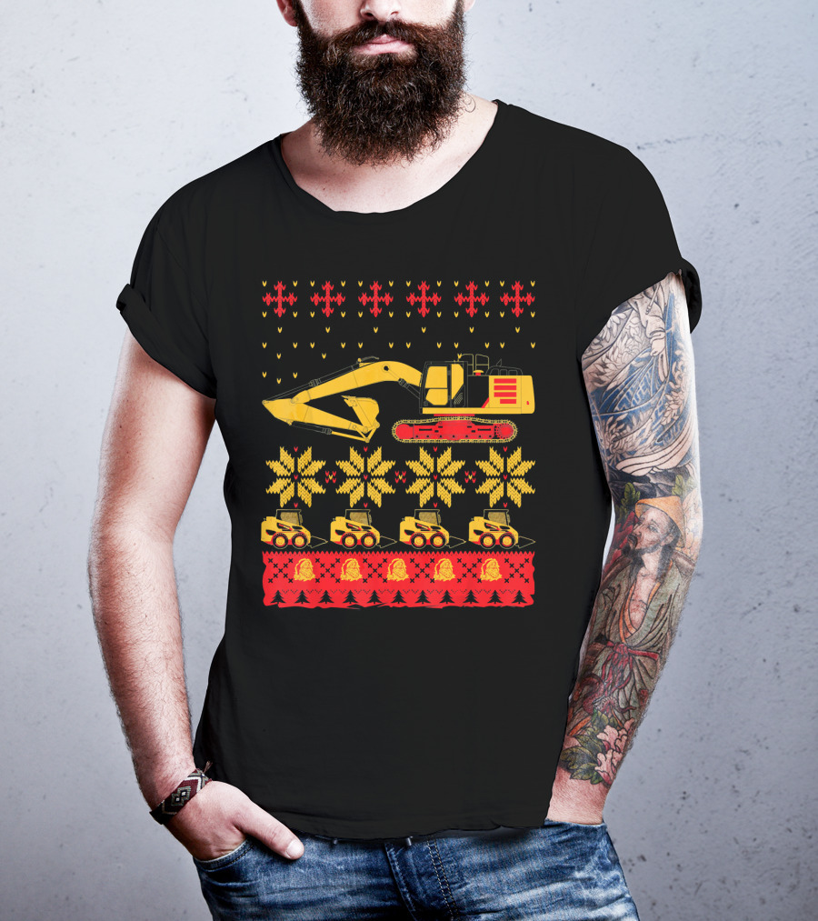 Construction Excavator Christmas T-Shirt