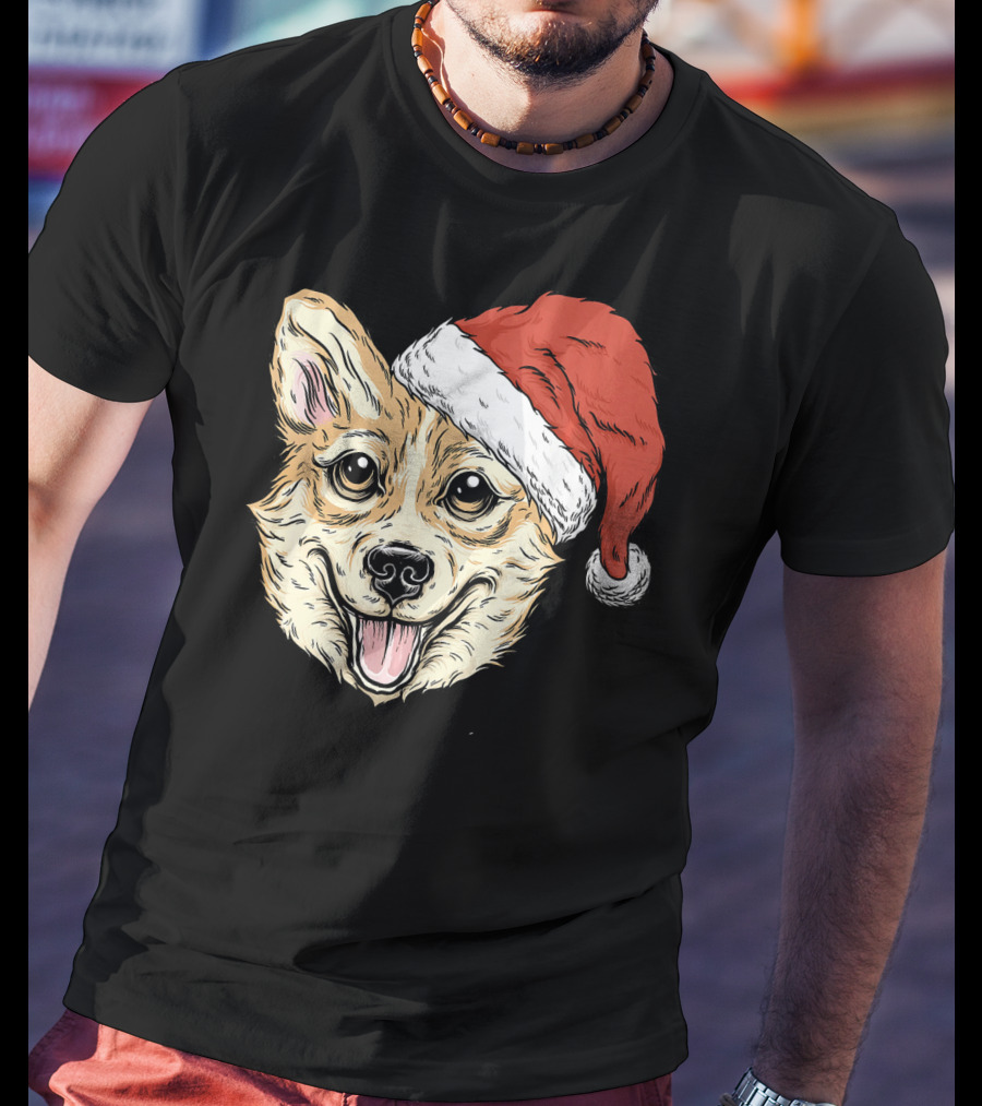 Corgi Dog Santa Hat Funny Christmas Corgi T-Shirt