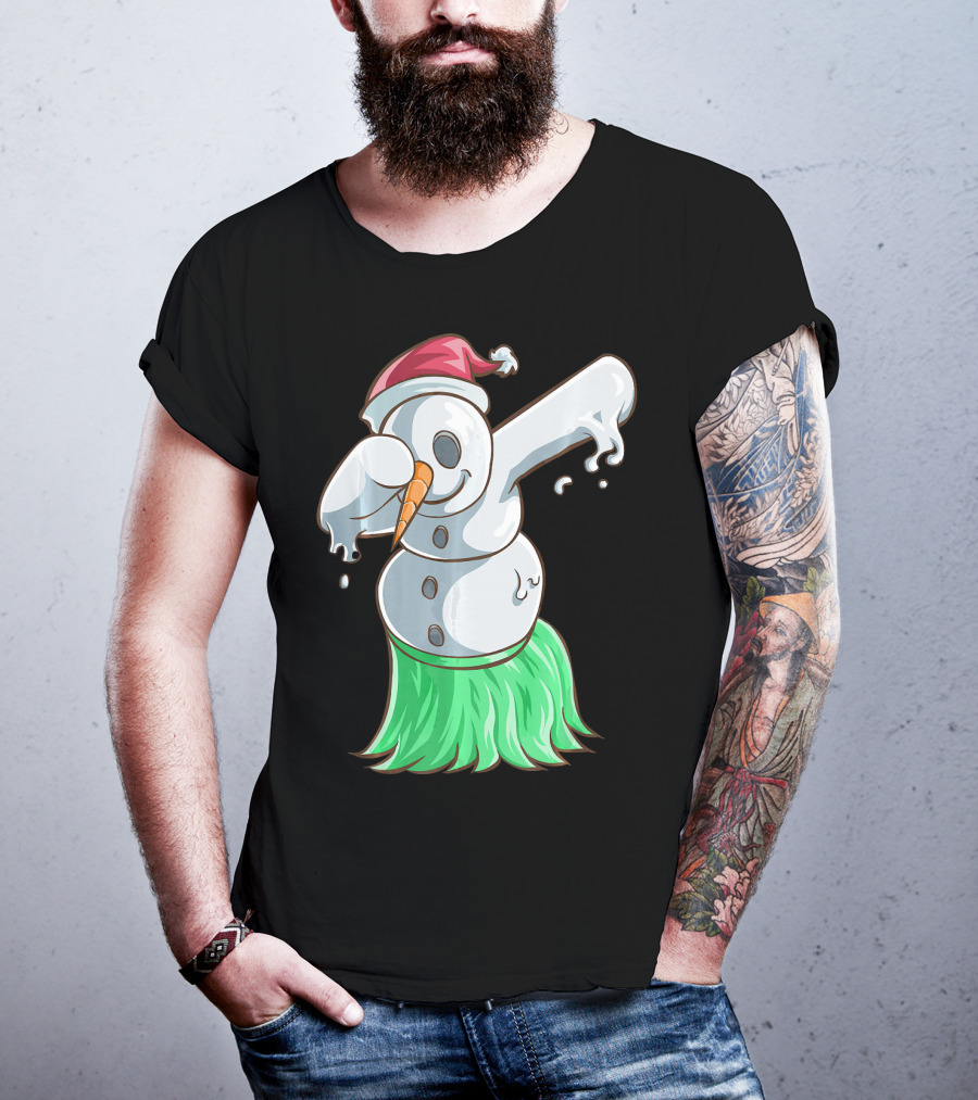 Christmas In July Dabbing Snowman Tropical Hula Dance T-Shirt