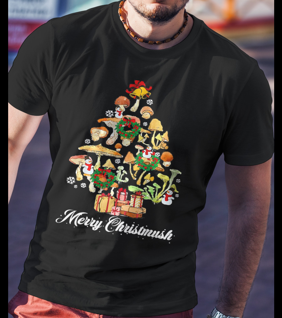 Merry Christmush Mushroom Christmas Tree T-Shirt