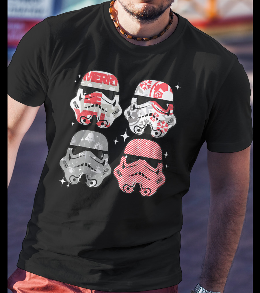 Star Wars Merry Troopers Christmas Snowflakes And Stripes T-Shirt
