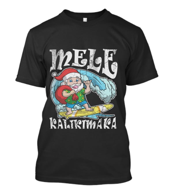Merry Christmas Mele Kalikimaka Surfing Santa T-Shirt