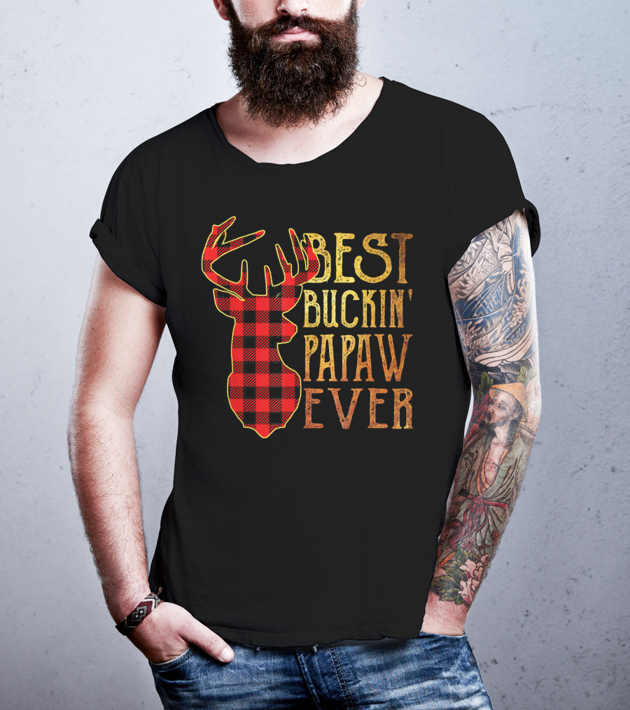 Best Buckin' Papaw Ever Reindeer Plaid T-Shirt