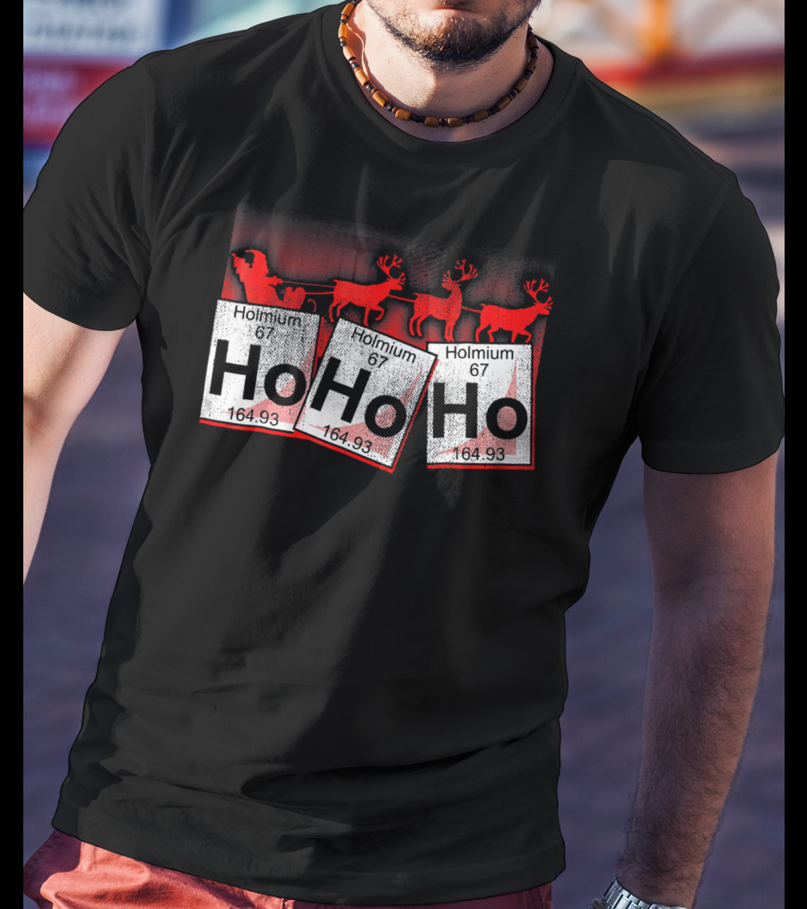 Santa Claus Merry Christmas Ho Ho Holmium Periodic Table T-Shirt