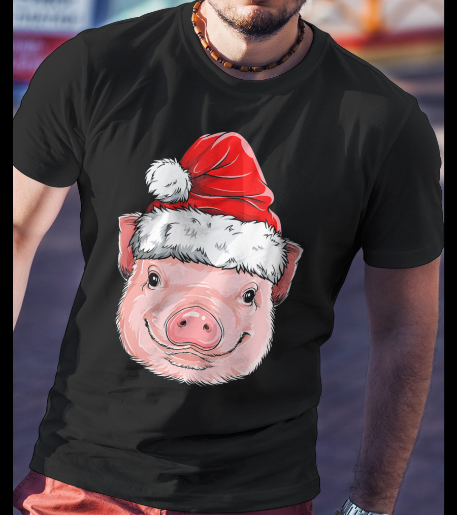 Pig Santa Christmas Santa Hat T-Shirt