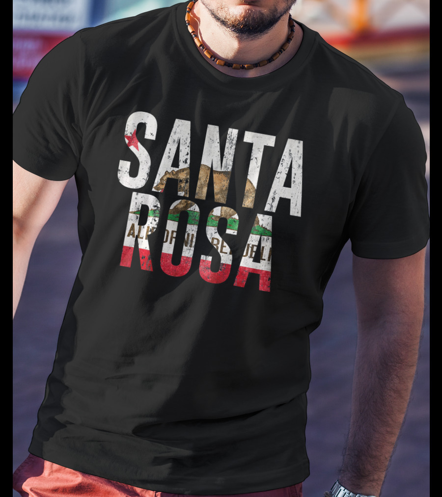 Santa Rosa California CA City Flag Bear T-Shirt