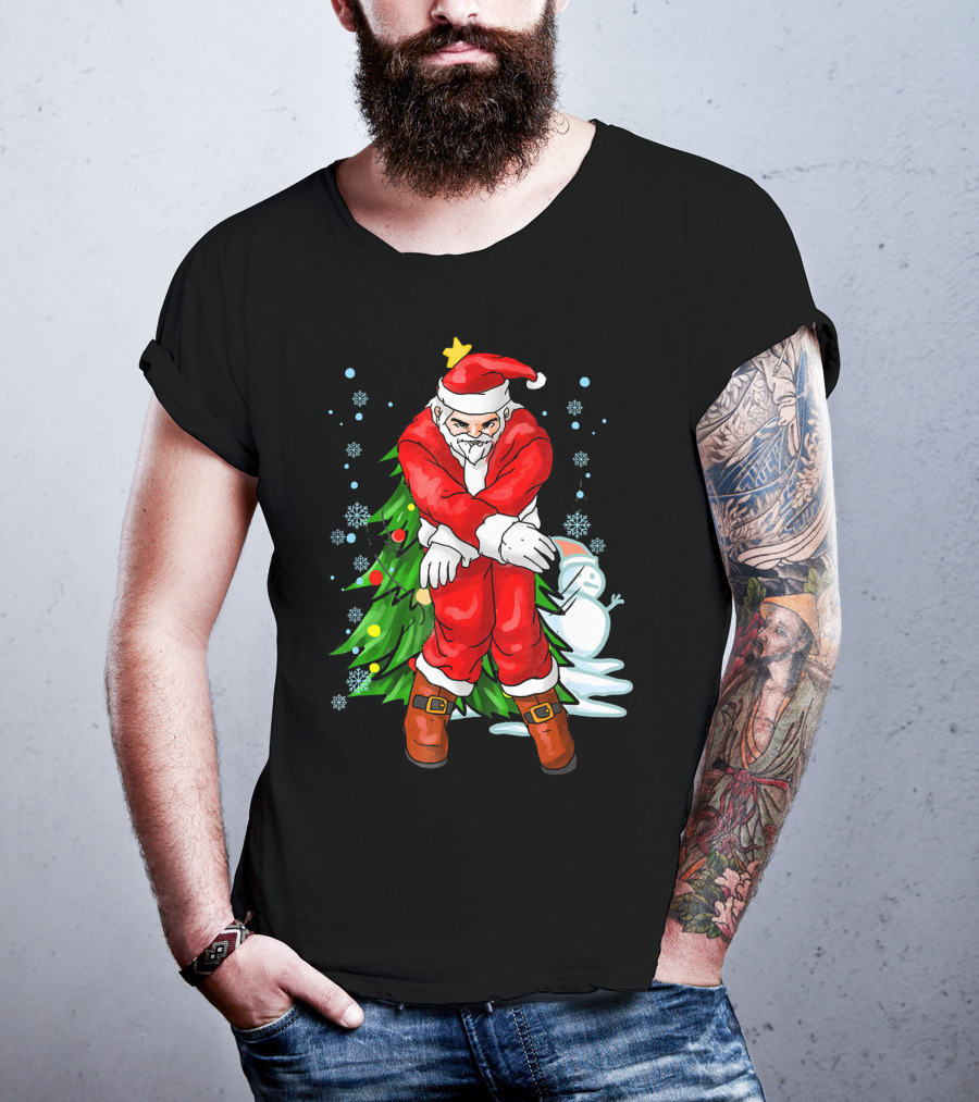 Santa Claus Funny Dance Holiday Christmas Tree Snowman T-Shirt