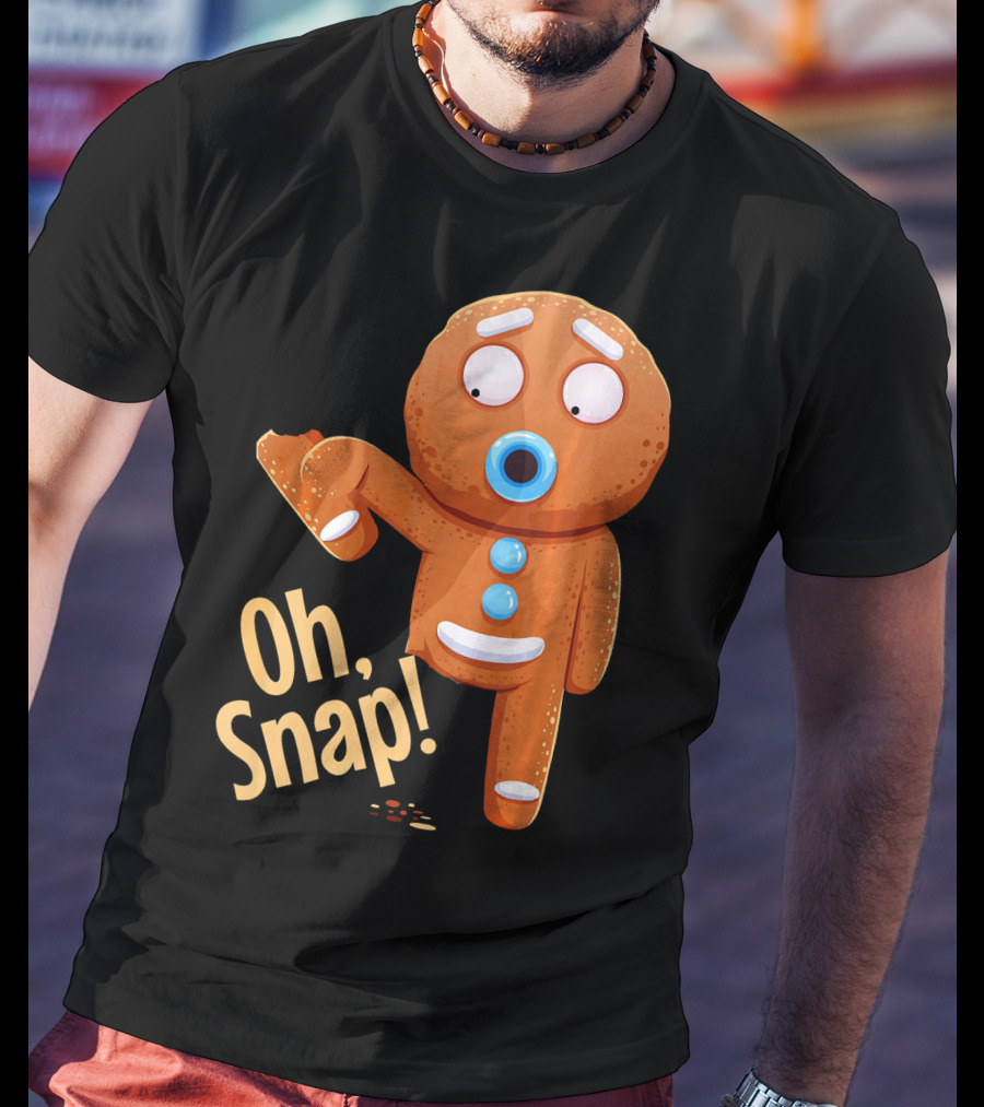 Oh Snap Gingerbread Cookie Cartoon With Missing Leg And Shocked Expression T-Shirt