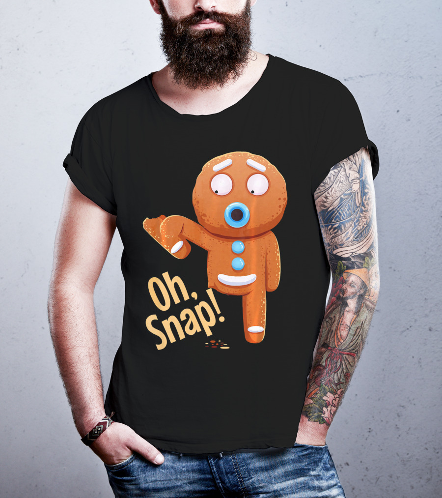 Oh Snap Gingerbread Cookie Cartoon With Missing Leg And Shocked Expression T-Shirt