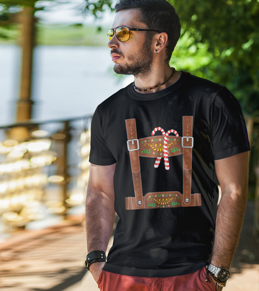 Christmas Elf Lederhosen Candy Cane T-Shirt