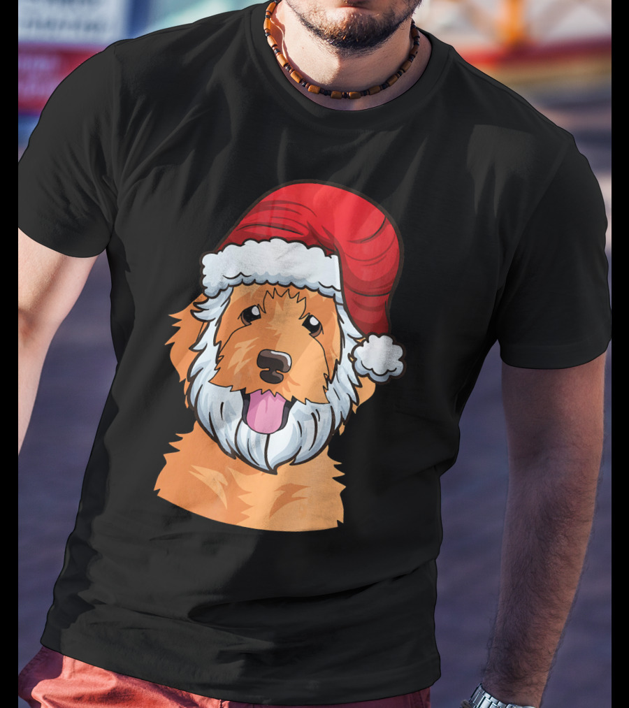 Golden Doodle Funny Santa Claus Dog Holiday Humor T-Shirt