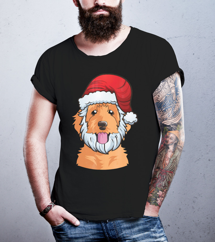Golden Doodle Funny Santa Claus Dog Holiday Humor T-Shirt