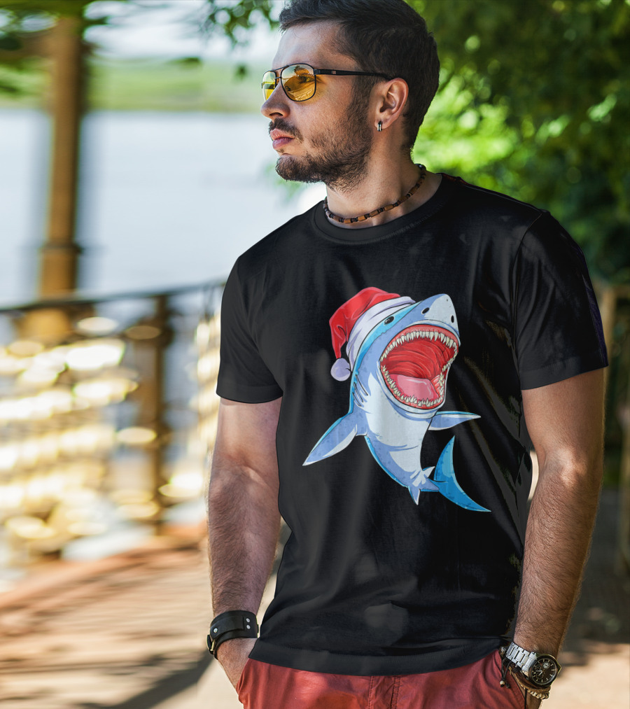 Christmas Kids Santa Shark T-Shirt