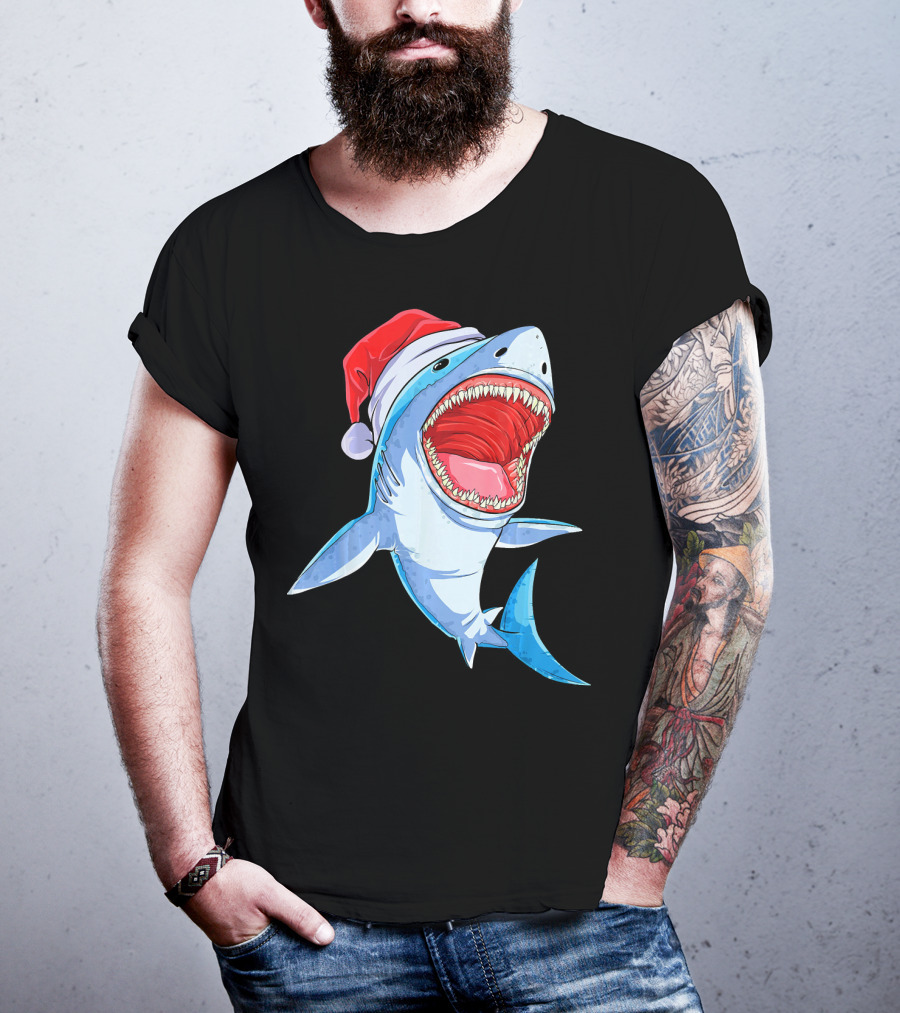 Christmas Kids Santa Shark T-Shirt