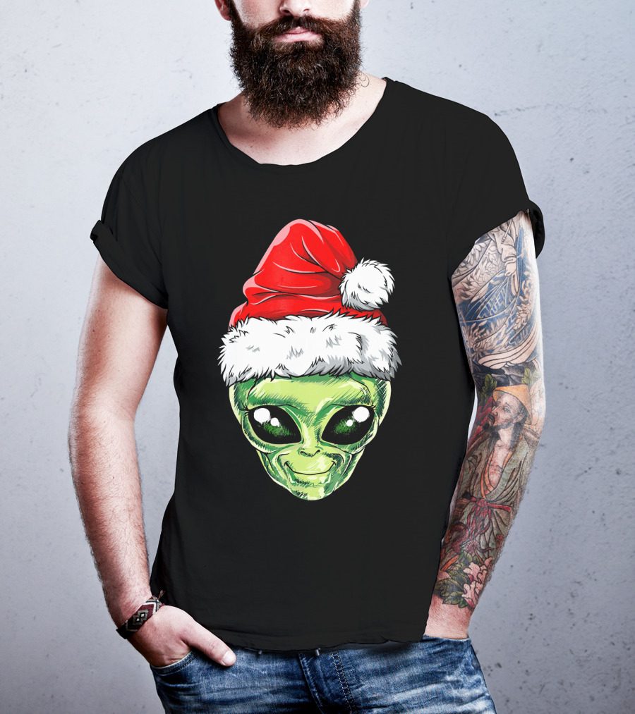 Alien Santa Christmas Hat T-Shirt