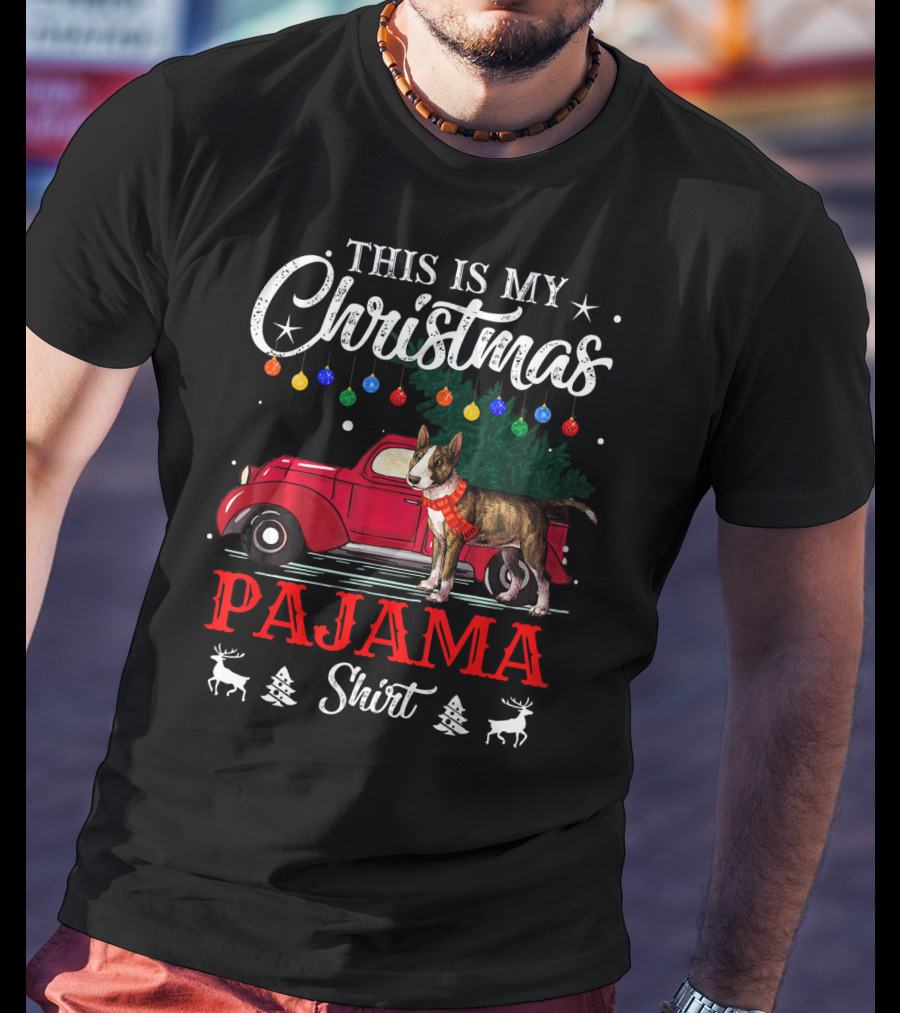 This Is My Christmas Pajama Shirt Vintage Truck Dog Holiday Lights T-Shirt