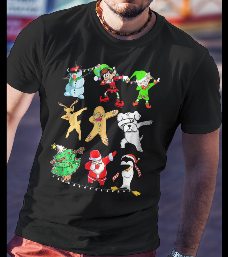 Dabbing Santa Elf Snowman Reindeer Dog Gingerbread Tree Penguin T-Shirt