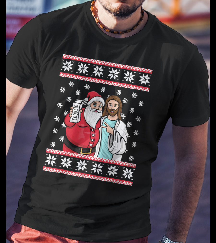 Christmas Drinking Party Santa Jesus Cheers Coq T-Shirt