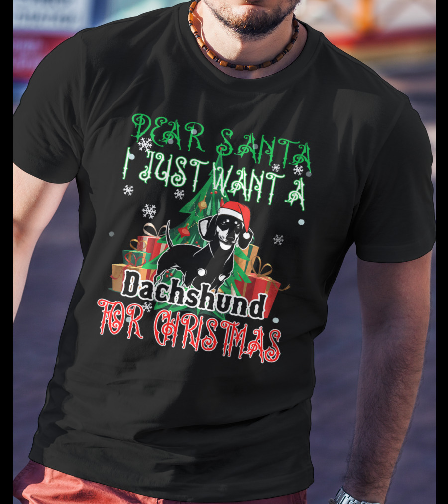 Dear Santa I Just Want A Dachshund For Christmas T-Shirt