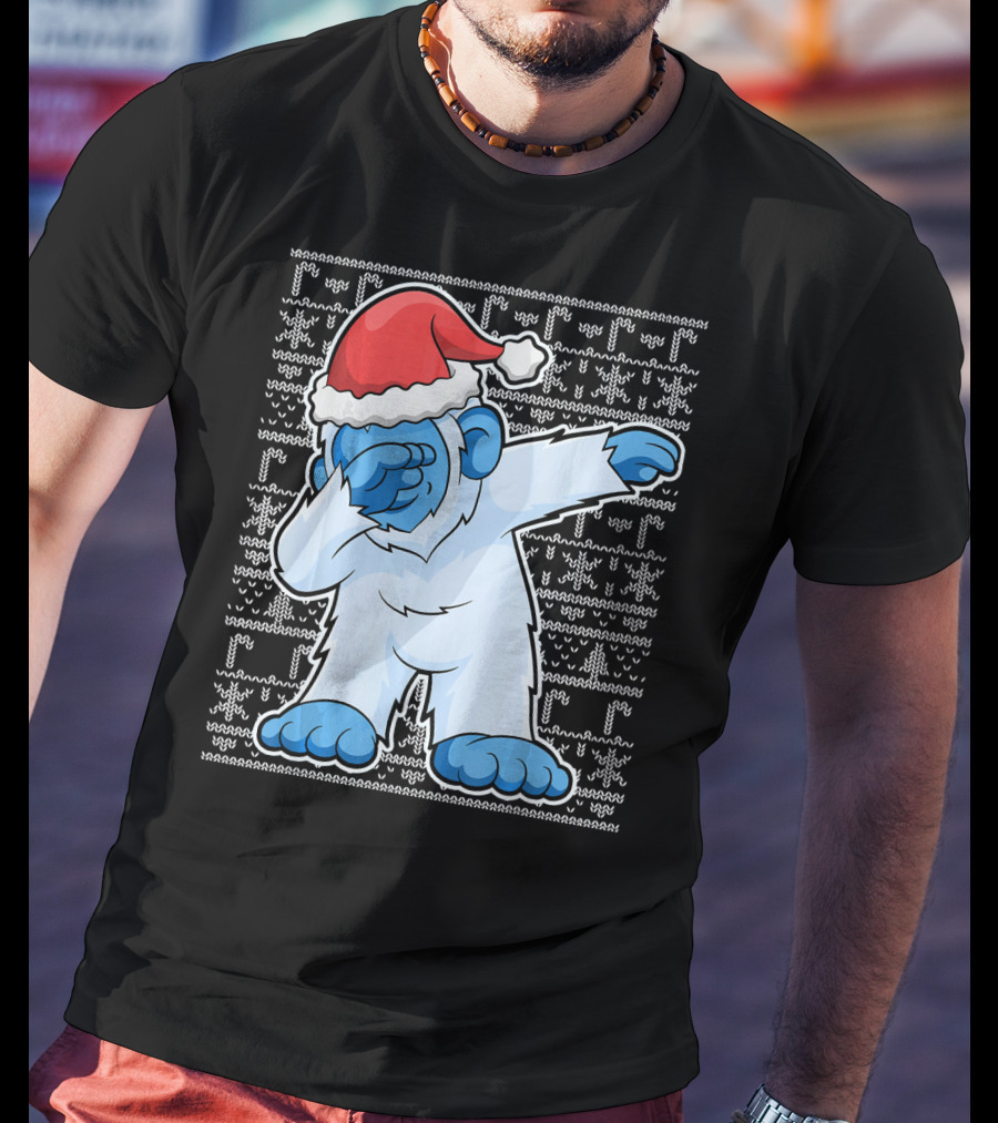 Dabbing Christmas Bigfoot Santa Abominable Snowman T-Shirt
