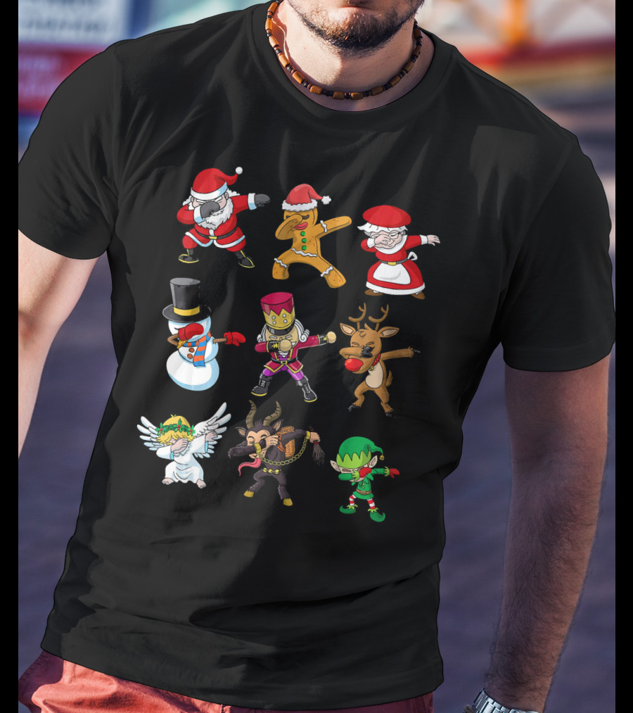 Christmas Dabbing Squad Santa Gingerbread Mrs. Claus Snowman Nutcracker Reindeer Angel Krampus Elf T-Shirt
