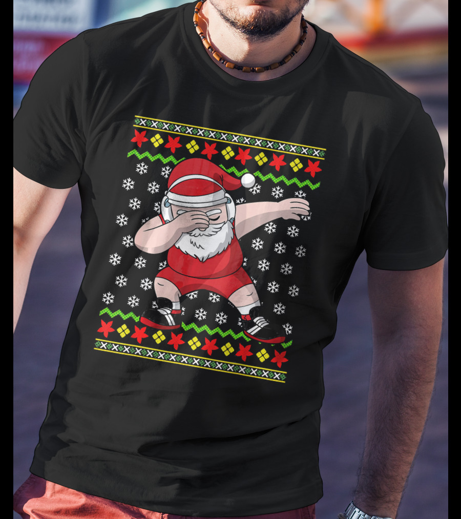 Wrestling Ugly Christmas Santa Dabbing Wrestler T-Shirt