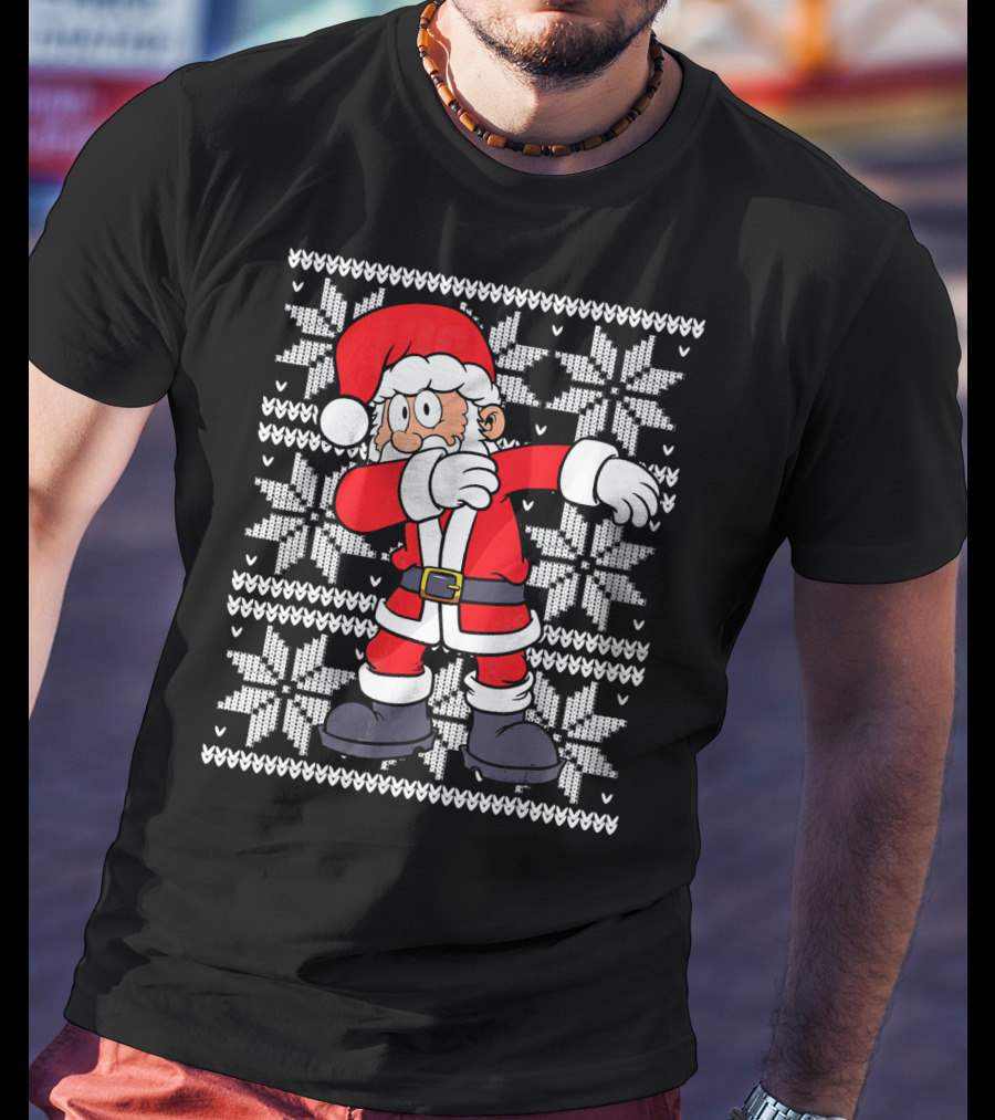 UGLY CHRISTMAS Dabbing Santa Dab Snowflake T-Shirt