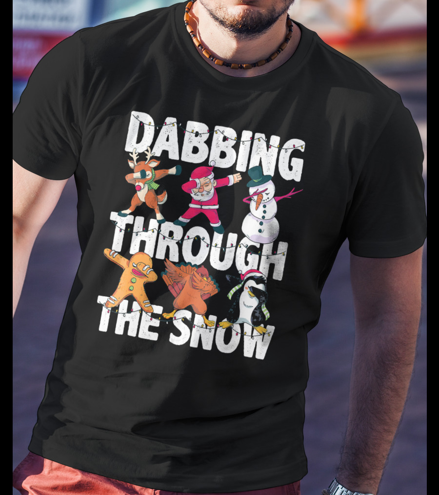 Dabbing Through The Snow Christmas Santa Friends Dabbing T-Shirt
