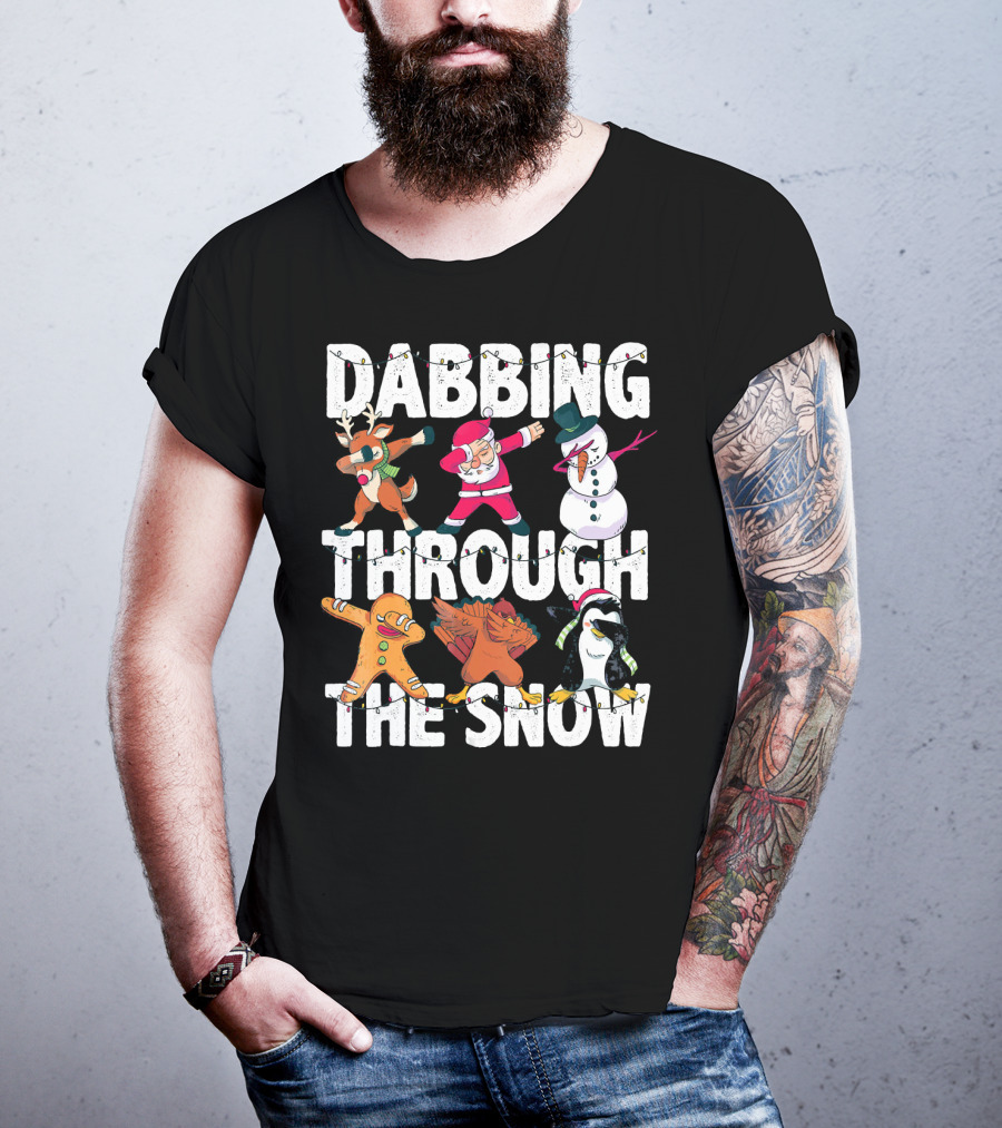 Dabbing Through The Snow Christmas Santa Friends Dabbing T-Shirt