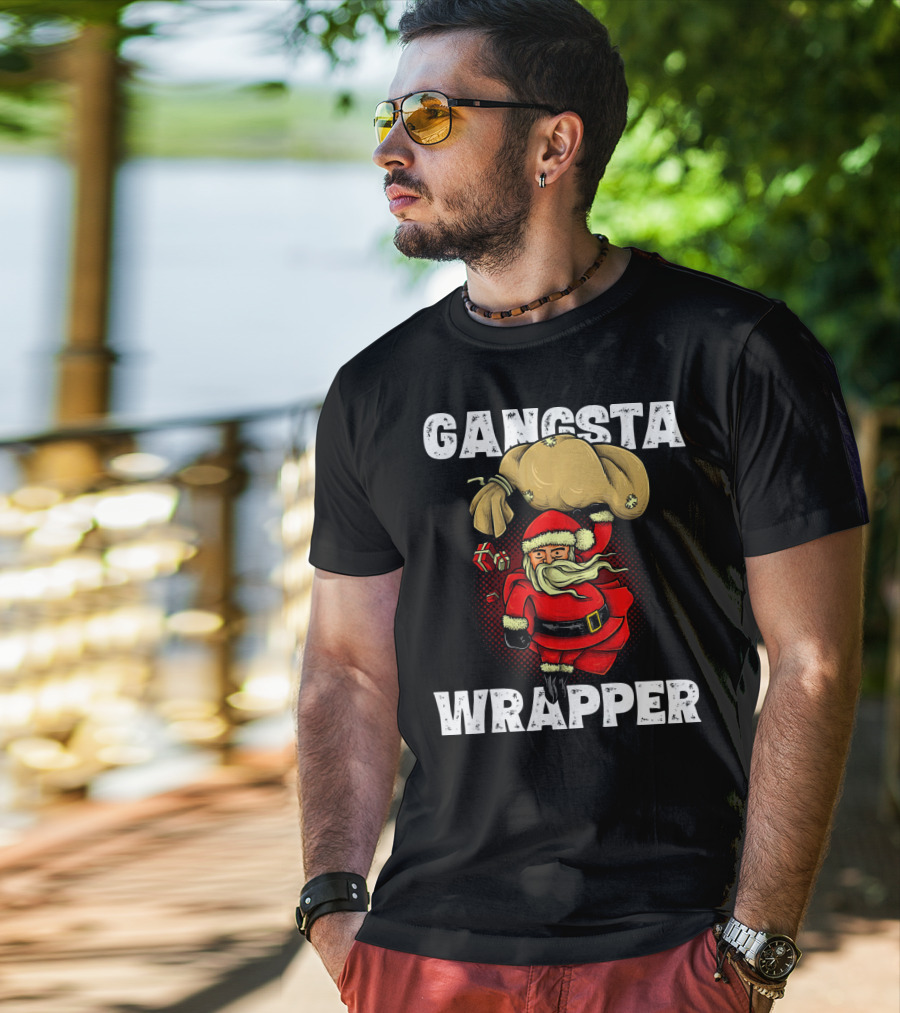 Gangsta Wrapper Santa With Sack And Gifts T-Shirt