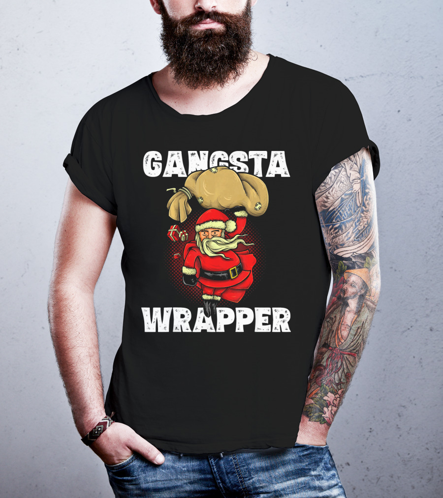Gangsta Wrapper Santa With Sack And Gifts T-Shirt