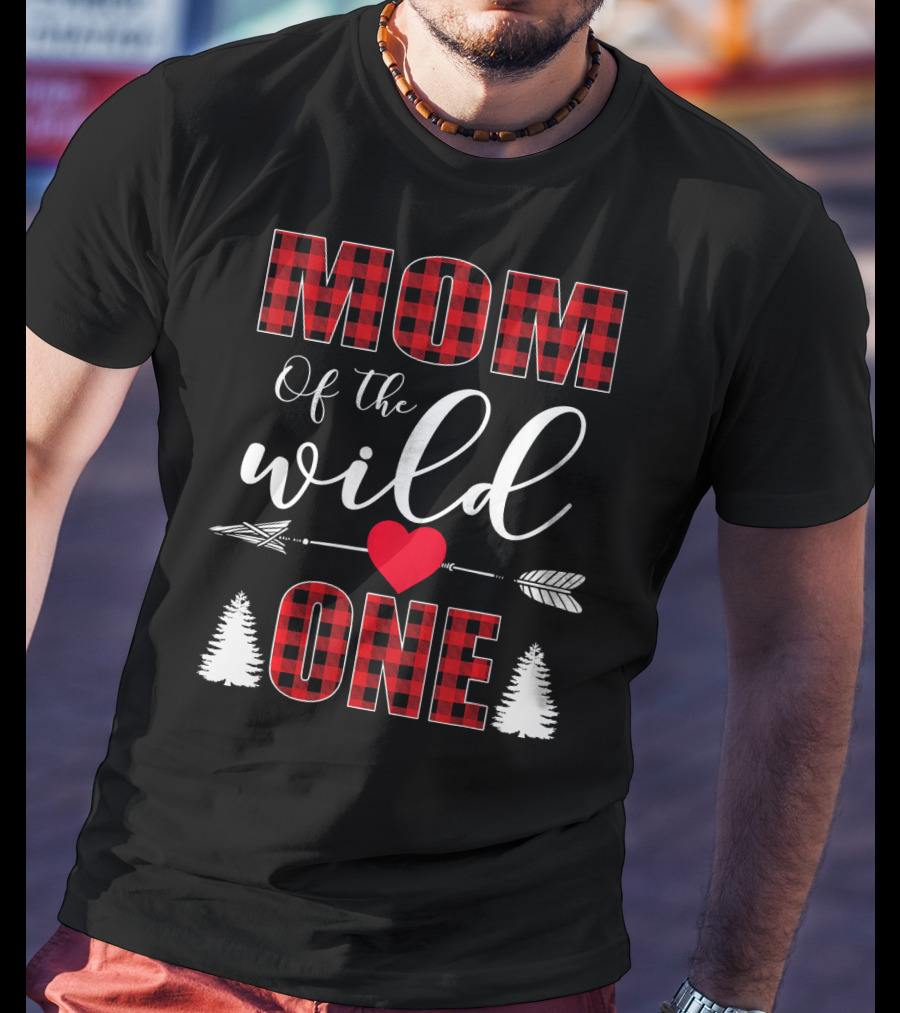 Mom Of The Wild One Plaid Buffalo Check First Birthday Holiday Collection T-Shirt