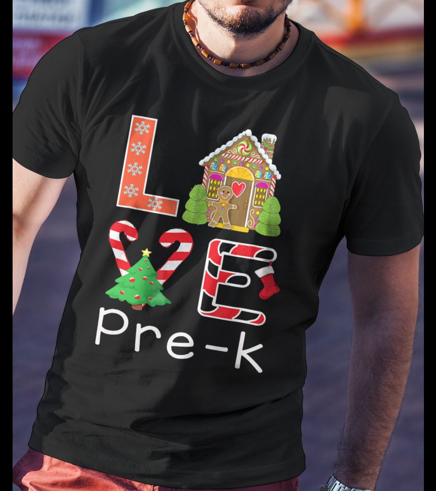 Love Pre-k Gingerbread Christmas Holiday Elements T-Shirt